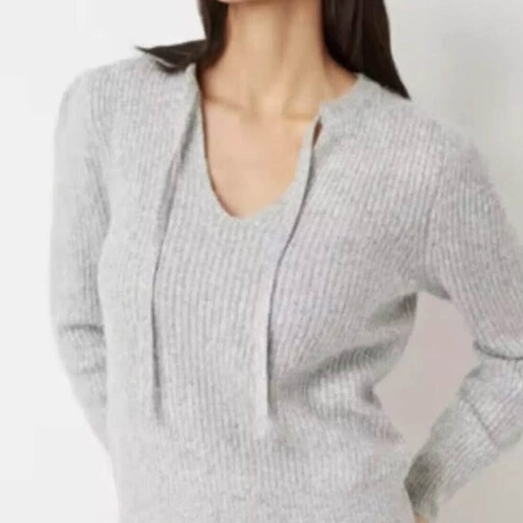 FRYE AND CO. Sweaters - Frye & Co Tie‎ Neck Chunky Knit Sweater | Oatmeal Beige 2X | Cozy Boho Pullover